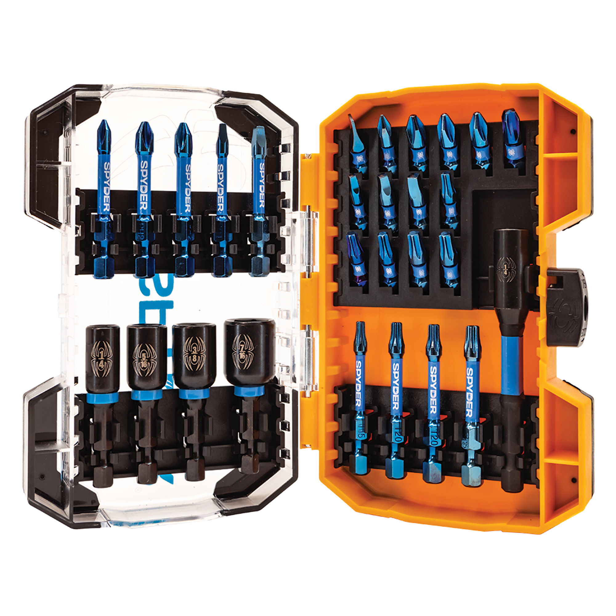 SPYDER Stinger™, 28Pc 1/4in. Mach-Blue Impact Driver Bit Kit, Included (qty.) 28 Model# 19078